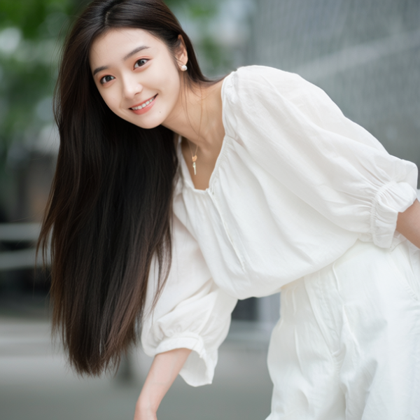 白色衣服, 美女, 长发, 直发, 灵气, 全身, 微笑, 4K 白色衣服, 美女, 长发, 直发, 灵气, 全身, 微笑, 4K